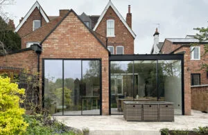 Gorgeous Courtyard Extension with Timber Fin Glass Roof, Harborne